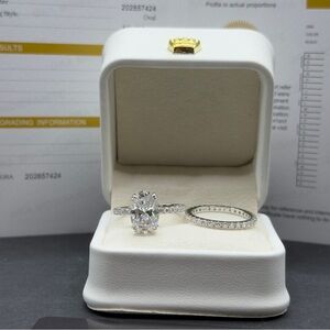 7.18cttw 4.5ct center oval cut moissanite eternity wedding set sz 7